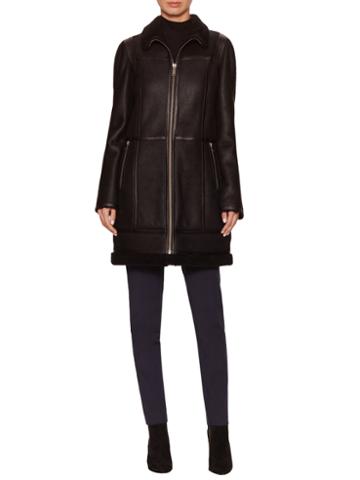 Andrew Marc X Richard Chai Skylar Leather Jacket With Shearling Trim