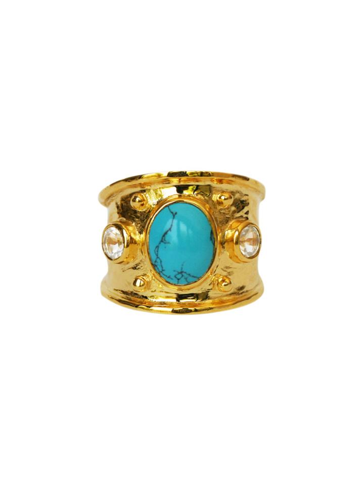 Eddera Margot Turquoise & White Topaz Ring