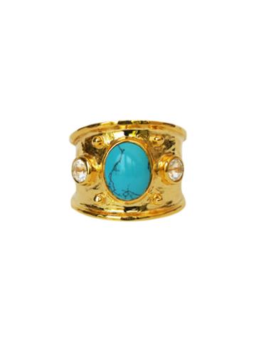 Eddera Margot Turquoise & White Topaz Ring