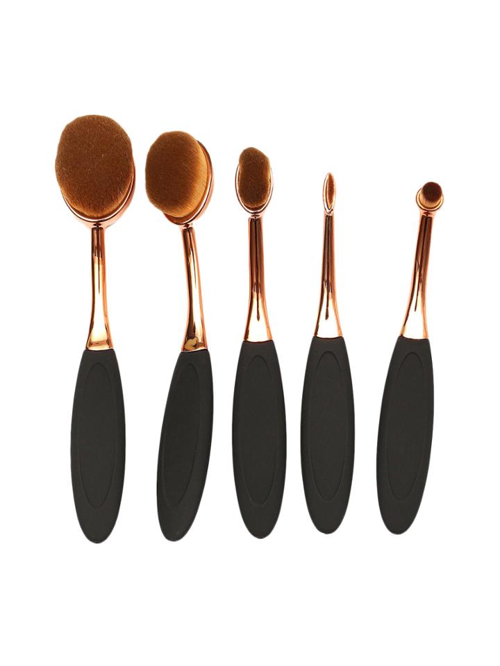 Zoe Ayla Professional Oval Make-up Brush Set - Black Rose Gold (5 Pc)