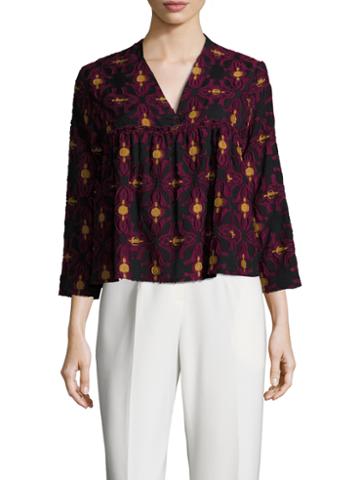Vivienne Tam Medallion Jacquard Blouse