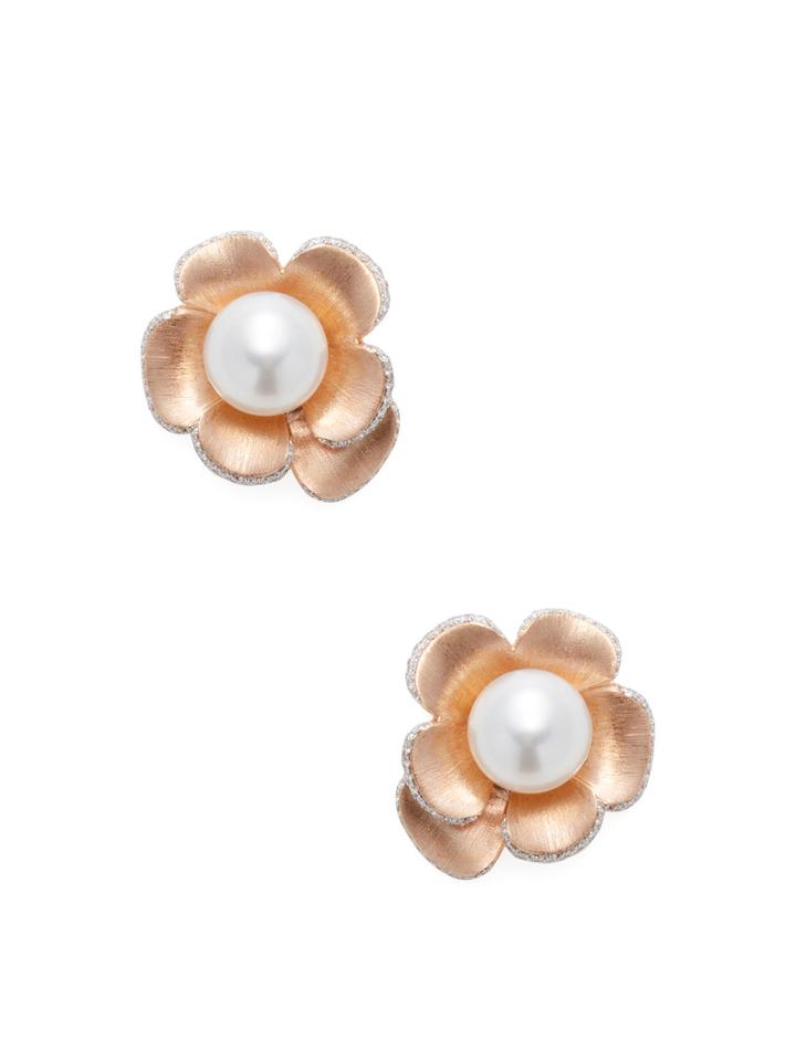 Tara Pearls White South Sea Cultured Pearl Rose Earrings