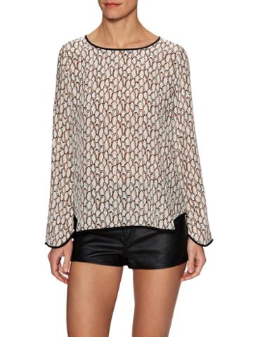 Falcon & Bloom Silk Chain Print High Low Blouse