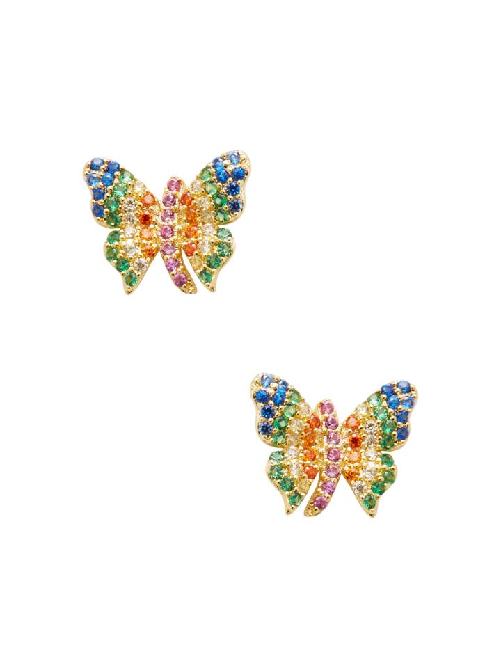 Noir Butterfly Cz Stud Earrings