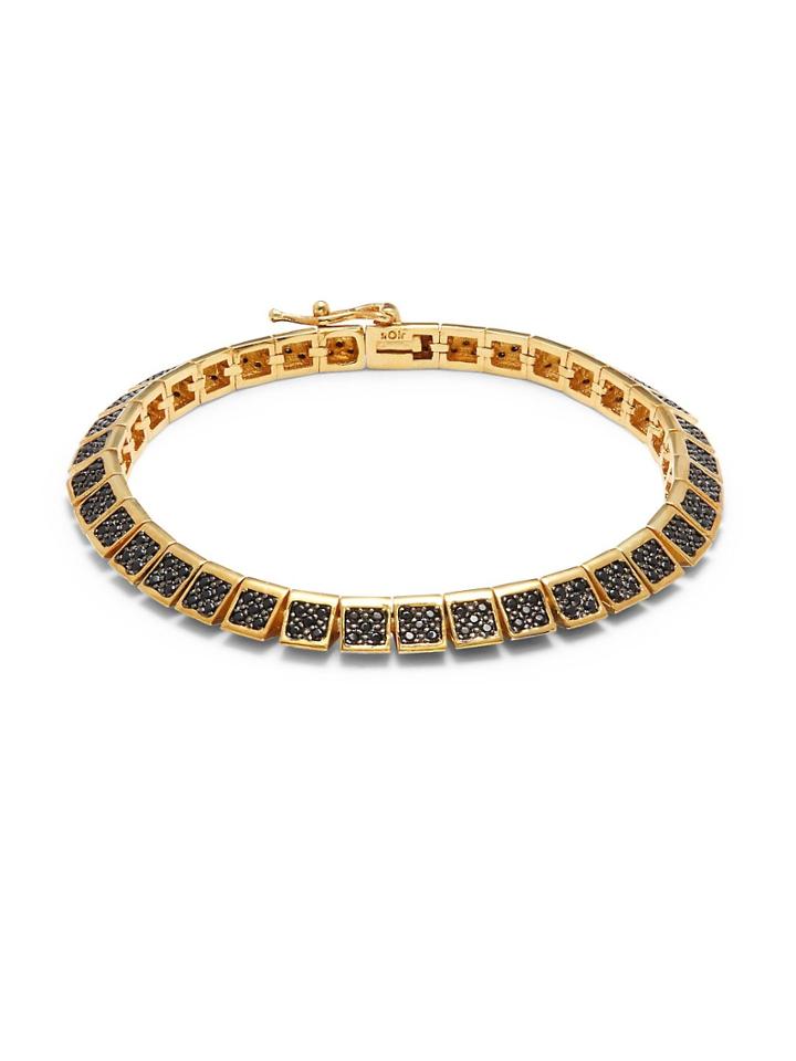 Noir Cubic Zirconia & 18k Gold-plated Bangle Bracelet