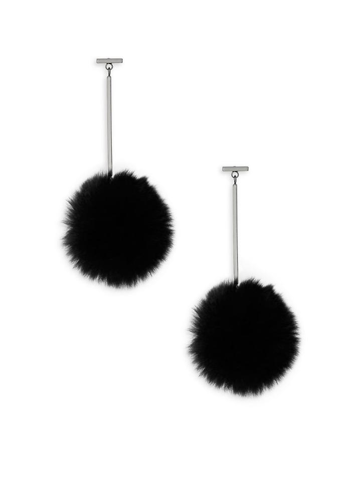 Tuleste Market Rex Rabbit Pom Pom Drop Earrings