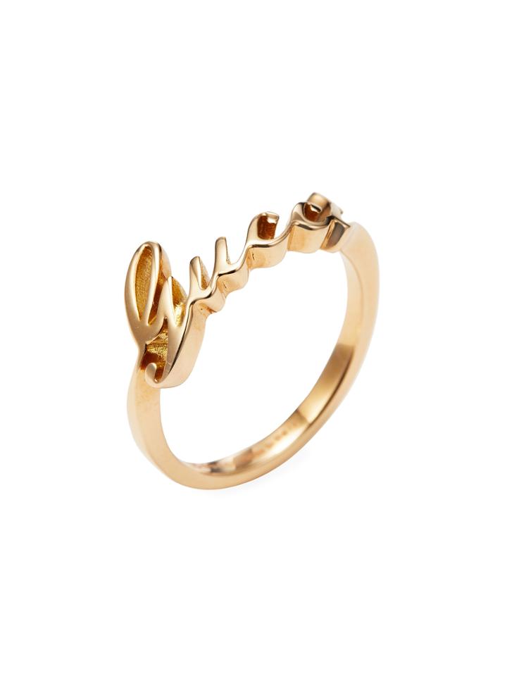 Vintage Gucci 18k Yellow Gold Script Ring
