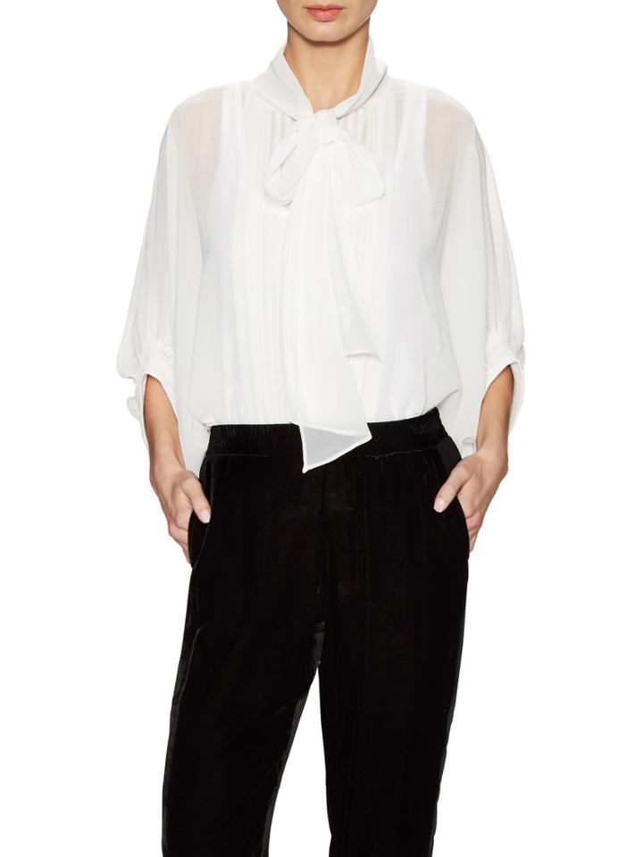 Artisan De Luxe Neck-tie Pleated Blouse