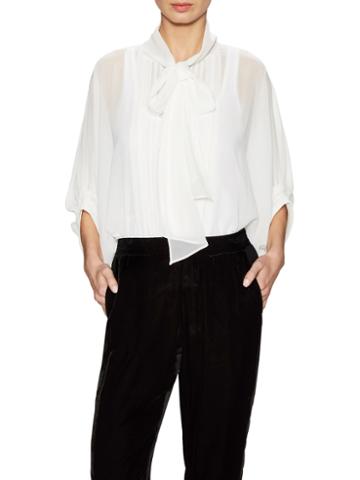 Artisan De Luxe Neck-tie Pleated Blouse
