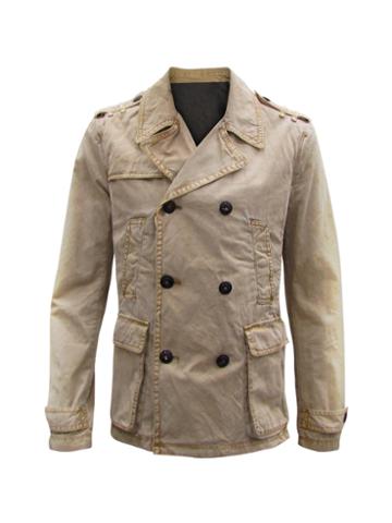 Color Siete Buttoned Washed Peacoat