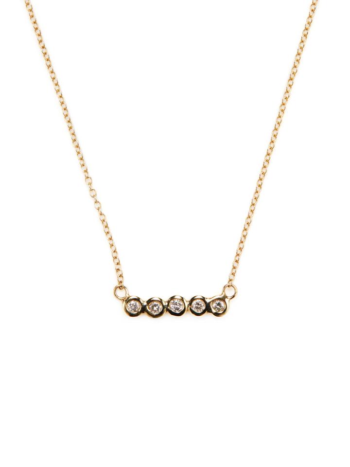 Jacquie Aiche Fine 14k Yellow Gold & Diamond Mini Bar Necklace