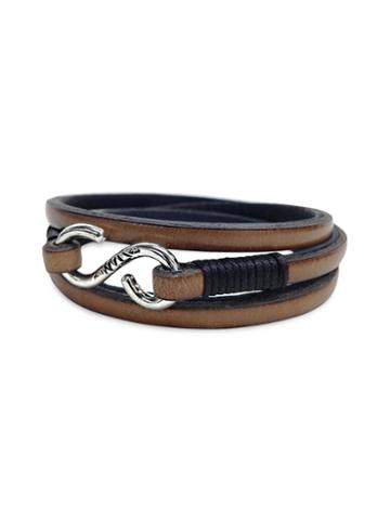 Kenton Michael Leather And Solid Sterling Triple Wrap Bracelet