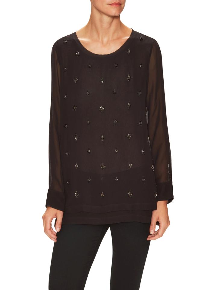 Falcon & Bloom Silk Embellished Double Layer Blouse