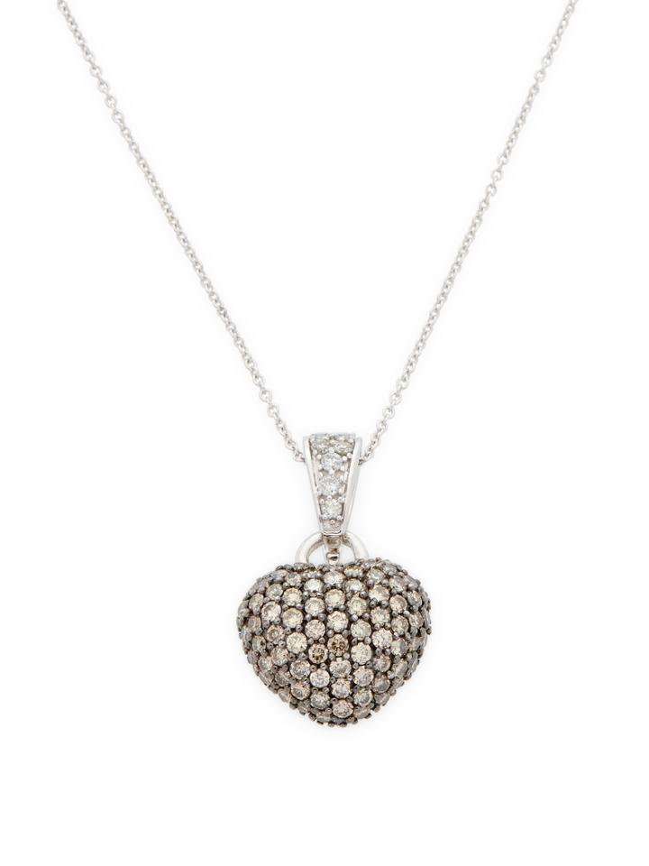 Effy 14k White Gold Diamond Pendant Heart Necklace