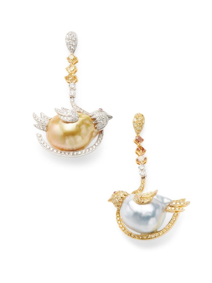 Tara Pearls Gold & White Keshi Pearl Earrings