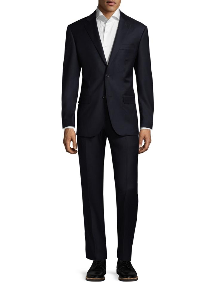 Zanetti Napolik Wool Solid Notch Lapel Suit