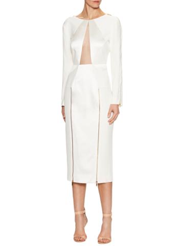 Gabriela Cadena Silk Zipped Sheath Dress