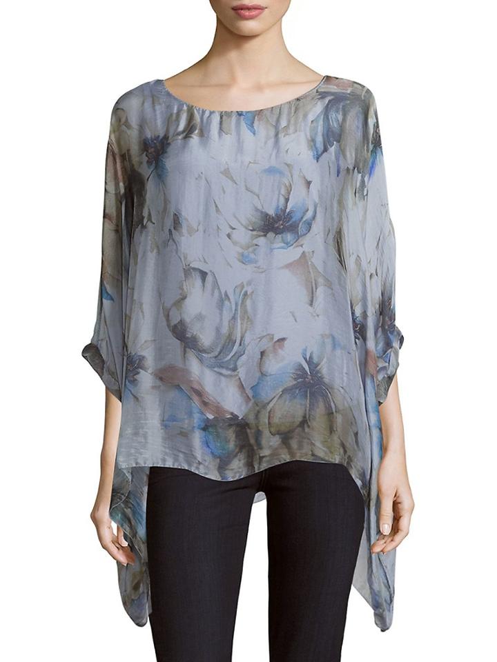 Le Marais Asymmetric Floral-print Silk Top