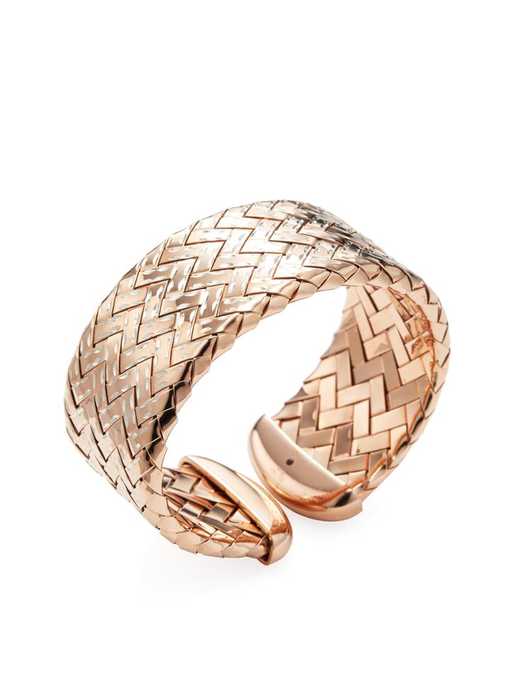 Roberto Coin Polished Rose Gold-plated Silver Woven Bangle Bracelet