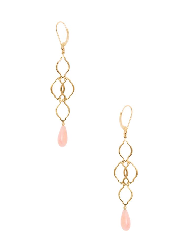 Jj Number 8 Pink Opal Dangle Drop Earrings