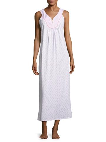 Midnight By Carole Hochman Cotton Printed Long Gown