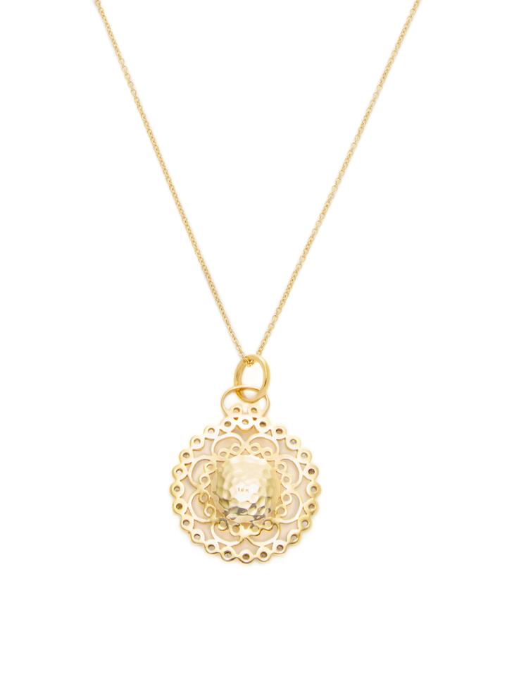 Bavna 18k Yellow Gold & 1.30 Total Ct. Champagne Diamond Pendant Necklace