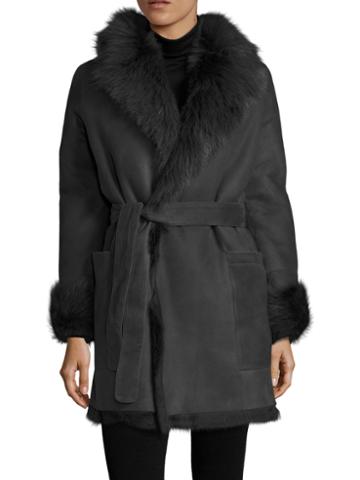 Tasha Tarno Shearling Belted Coat