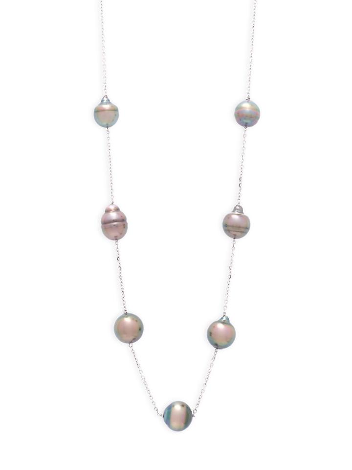 Tara Pearls 9-10mm Grey Tahitian Pearl Necklace