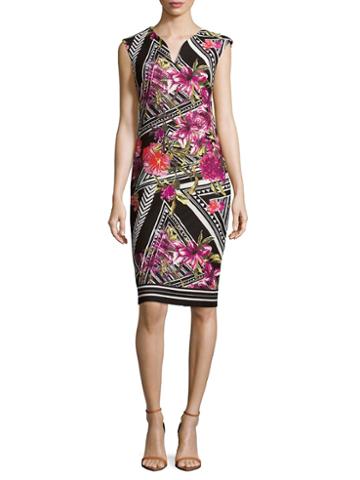 Beige By Eci Printed Fitted Dress