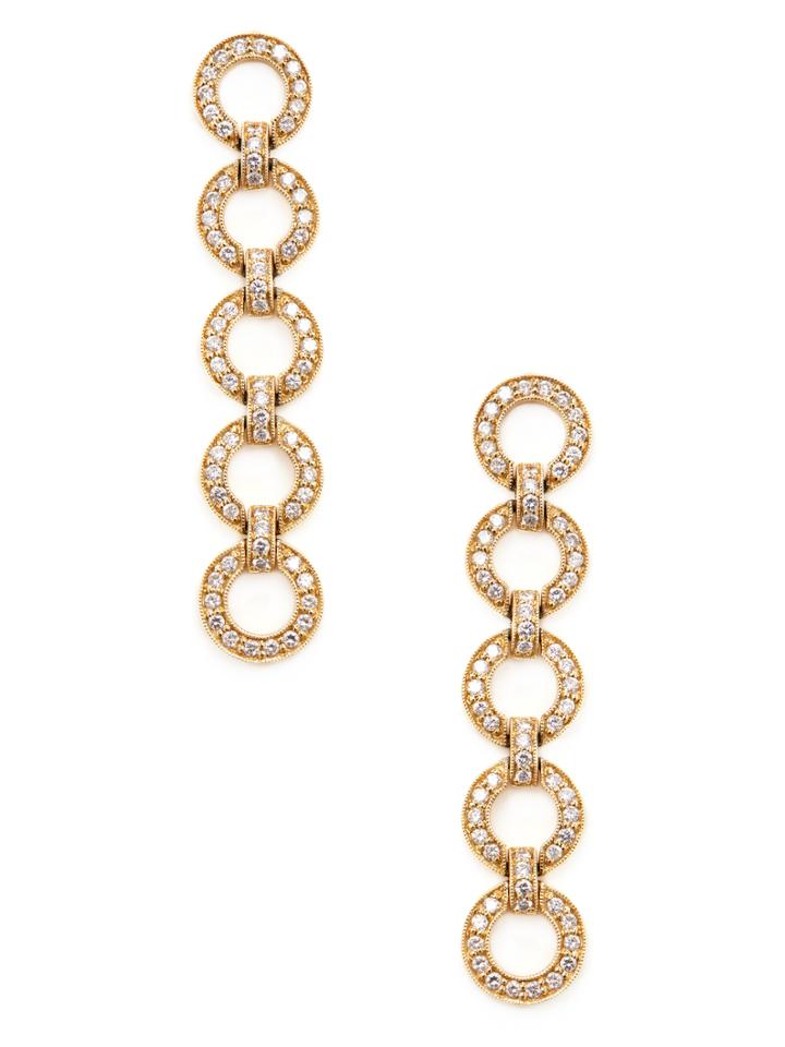 Dana Rebecca Shonna Drew 14k Yellow Gold & 1.40 Total Ct. Diamond Circle Drop Earrings