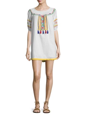 Pia Pauro Smocked And Embroidered Tunic