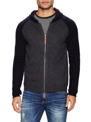 Color Siete Zippered Ribbed Hoodie