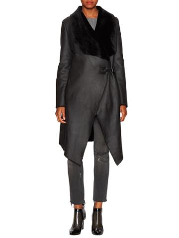 Tasha Tarno Leather Asymmetrical Coat