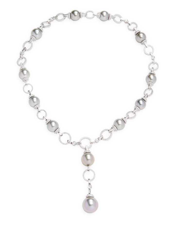 Tara Pearls 18k Gold Pearl & Geometric Diamond Necklace