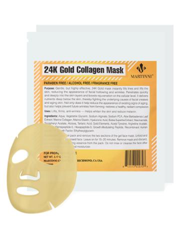 Martinni Beauty 24k Gold Collagen Facial Mask (2 Pk)