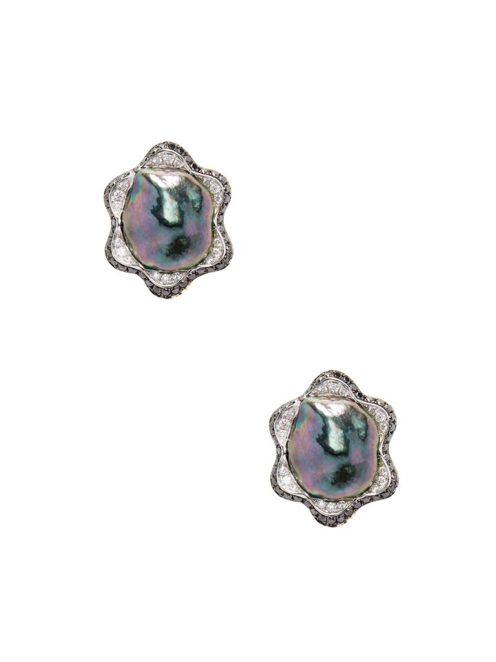 Tara Pearls 18k Gold Tahitian Pearl & Diamond Earrings