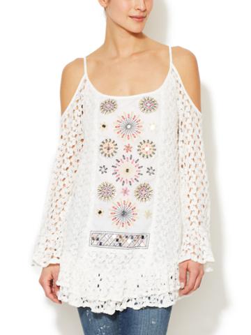 T Bags Los Angeles Crocheted Embroidery Top