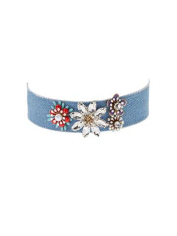 Cara Couture Jewelry Trimmed Flower Choker