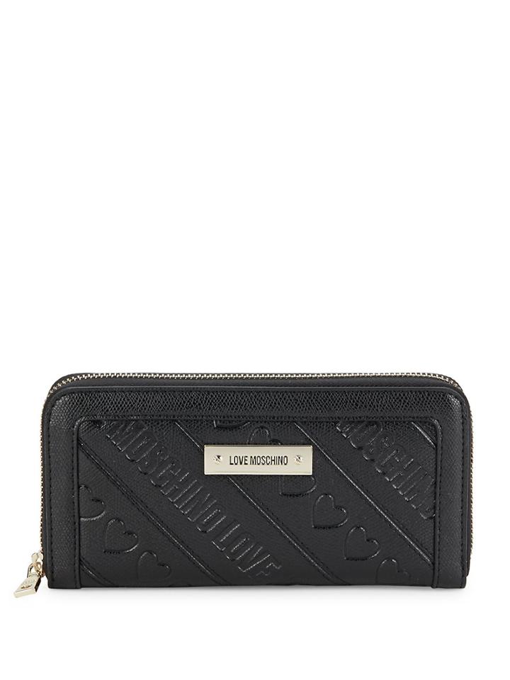 Love Moschino Textured Faux Leather Continental Wallet