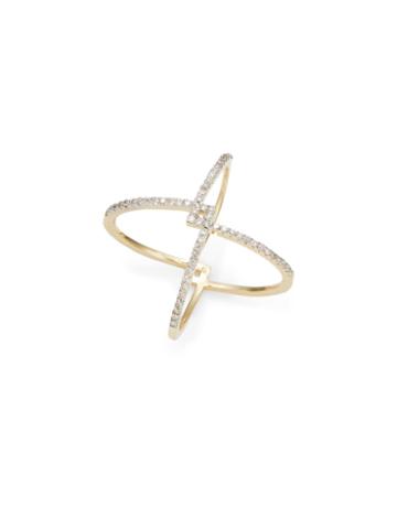 Kacey K Fine Jewelry Diamond & 14k Gold X Ring