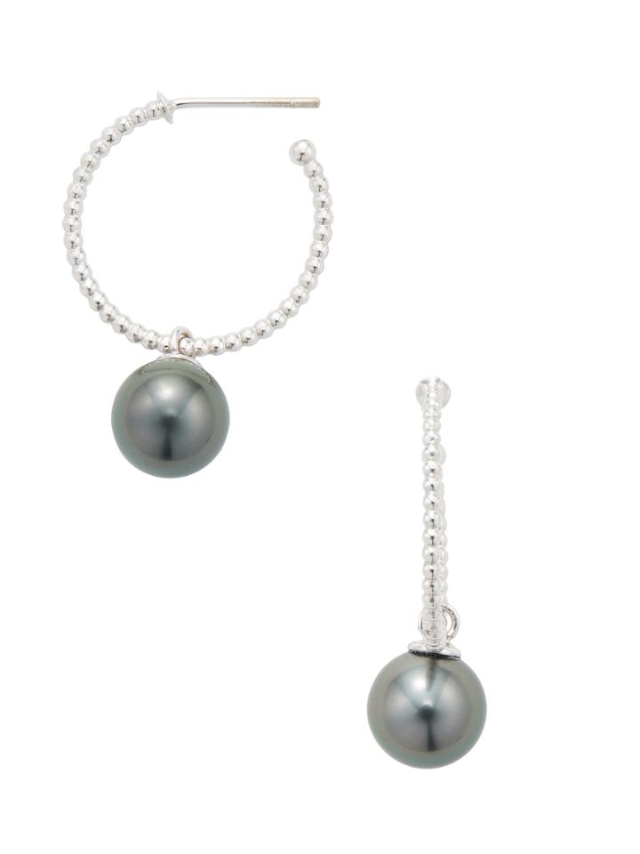 Tara Pearls 18k White Gold & Tahitian Pearl Hoop Earrings