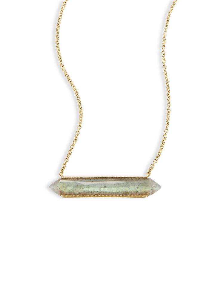 Jude Frances Lisse 18k Yellow Gold Stone Bar Pendant Necklace