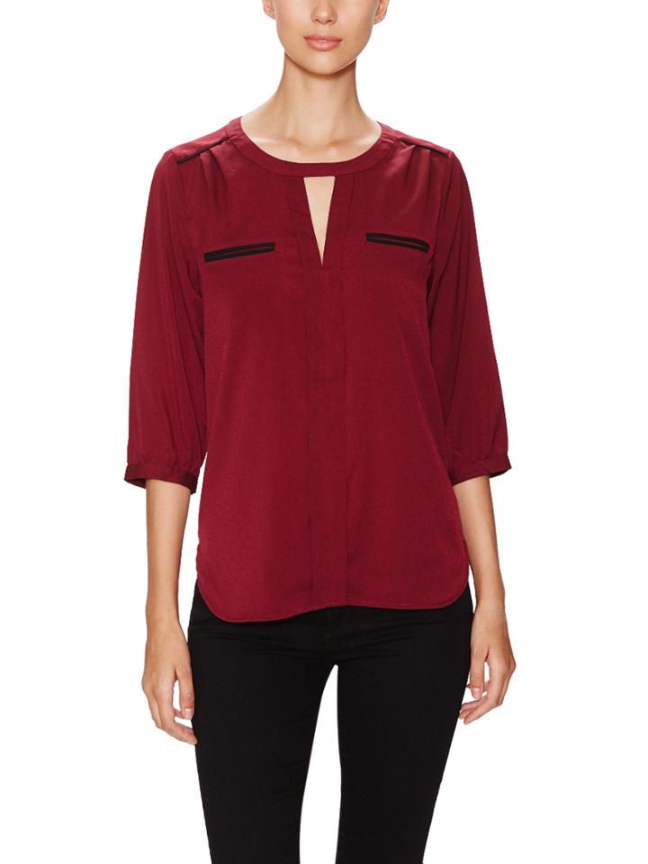 French Connection Winter Diamond Contrast Piped Blouse