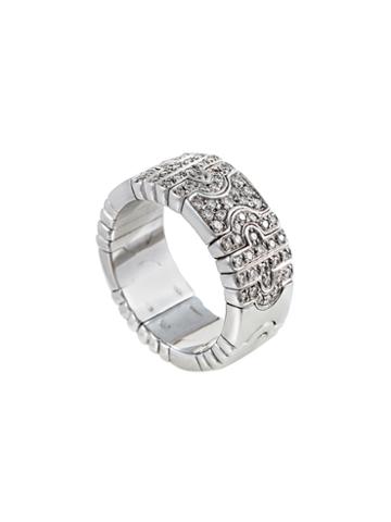 Vintage Bulgari  Parentesi 18k White Gold & 0.55 Total Ct. Diamond Band Ring