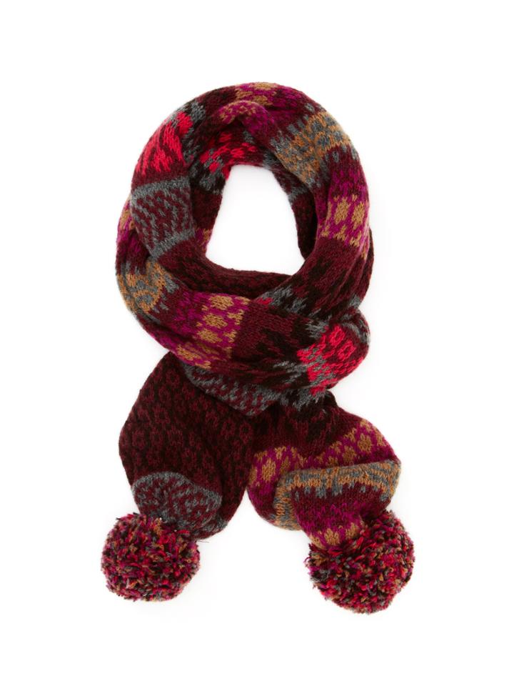 Hikaru Noguchi Chunky Fairisle Pom Pom Scarf 61 X 5