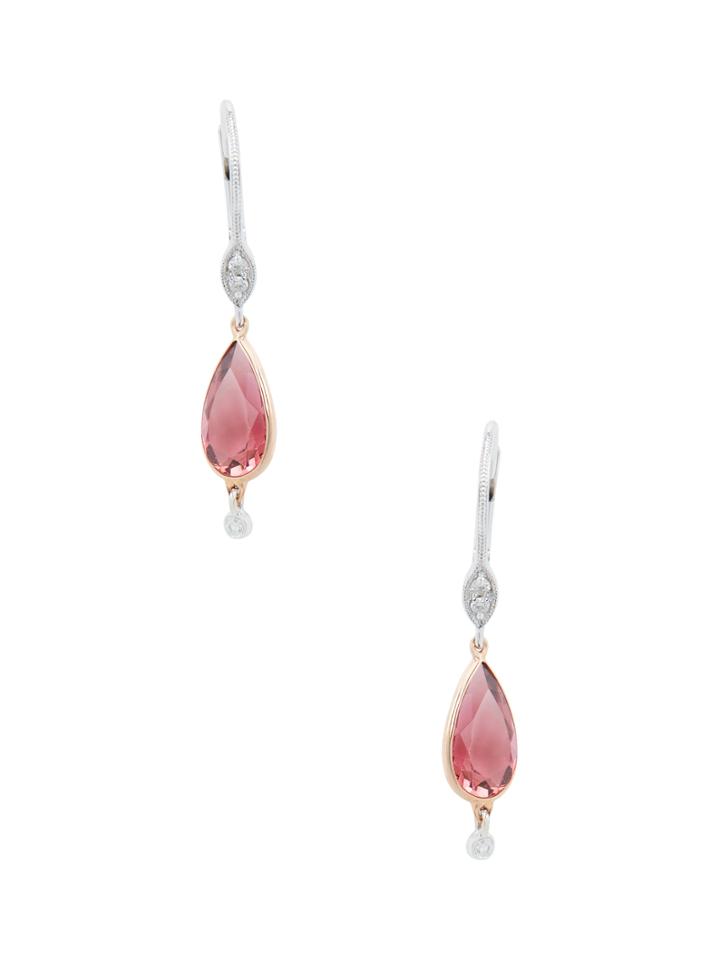 Meira T 14k Two-tone Gold, Pink Tourmaline & 0.07 Total Ct. Diamond Drop Earrings