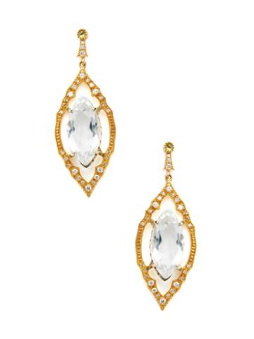 Suneera Jasmine 18k Yellow Gold, White Topaz & 0.60 Total Ct. Diamond Drop Earrings