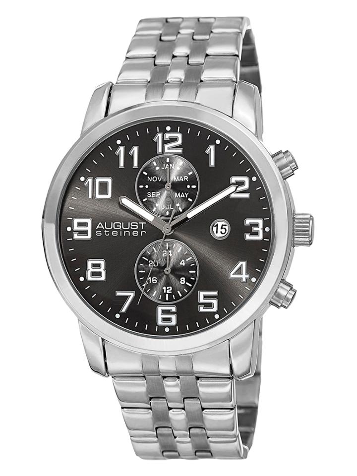 August Steiner Two Tone Stainless Steel Chronograph Bracelet Watch, 44mm
