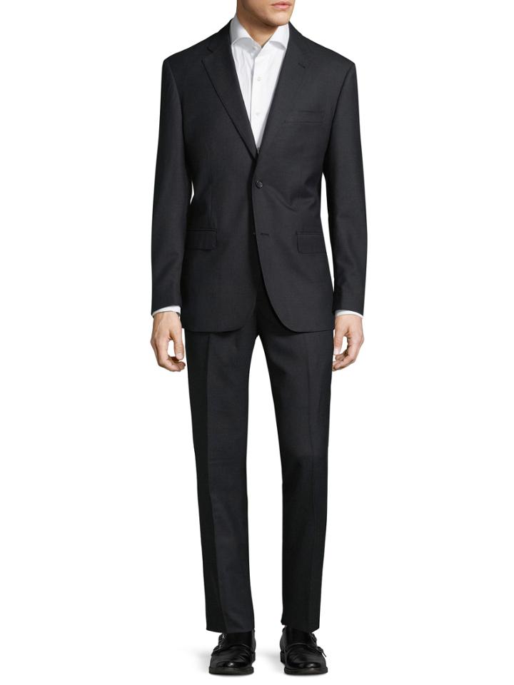 Zanetti Napolik Wool Sharkskin Notch Lapel Suit
