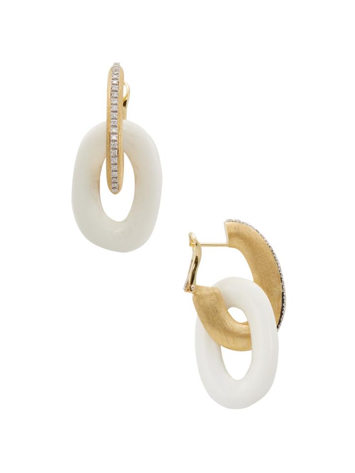Nanis Contemporary Agate & Diamond Drop Earrings